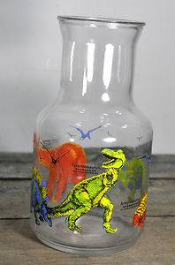 Dinosaur Glass Juice Container Candy Jar Made in Canada  