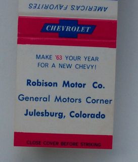 1963 Matchbook Chevrolet Robison Motor Co Julesburg Co 27400  
