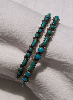 Lot of 2 Vintage Zuni Dot Dash Turquoise Bracelets 15 4 Grams