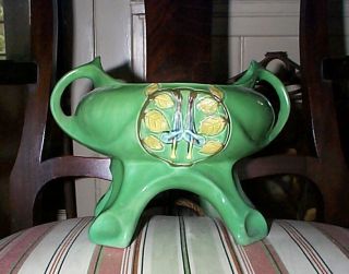 early JULIUS DRESSLER Secessionist Art Nouveau 2 handled 4 footed