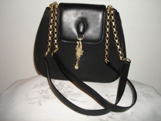 BARRY KIESELSTEIN CORD 96 BLACK CANVAS LEATHER FROG BUG CHAIN SHOULDER