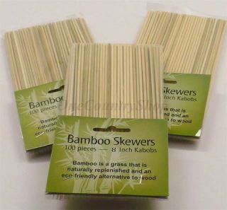 300 Bamboo Skewers 8 inch Wood Sticks BBQ Shish Kabob