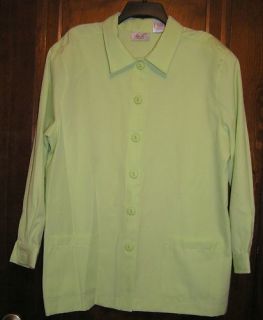 Womens KATHIE LEE plus size 22W 24W long sleeves blouse shirt green 2X