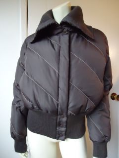 KENNETH COLE REACTION Puffer Down Filled Jacket L Brown Zip Front Warm