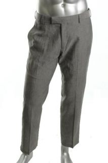 Kenneth Cole Reaction NEW Leno Gray Flat Front 4 Pocket Linen Pants 32