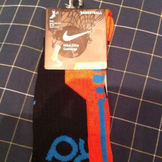 Kevin Durant Nike Elite Basketball Crew Socks Black Orange Blue Sz
