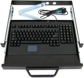 Rack Mount Keyboard with Drawer Tray Touch Pad Sliding Shelf PS2 PS 2