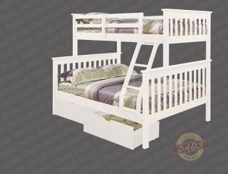 Twin Over Full Bunk Bed White Kids Furniture