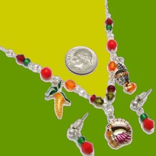 Necklace Earrings Thanksgiving Children Kid Jewelry Set
