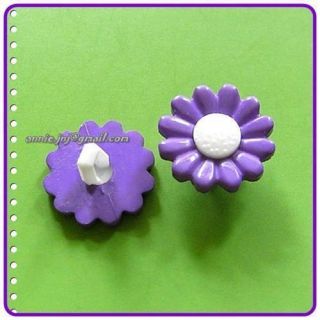 15 Flower Daisy Craft Kid Sewing Buttons Purple D201