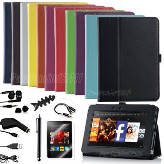  Leather Case Cover Protecto r Accessory Bundles For Kindle Fire HD 7