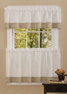 Oakwood Kitchen Curtain Tier Valance Set Tailored Linen Floral
