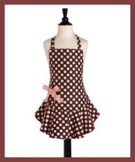Kitchen Aprons Brown Pink Polka Dots Childs J Steele