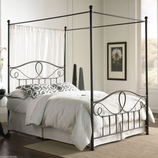New Sylvania King Size French Roast Metal Canopy Bed with Optional Bed