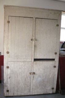 Old Antique Country Kitchen Hutch Pantry Cabinet Beaded Wainscoting