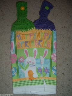 Bunny Easter Eggs Chick Flowers Crochet Top Kitchen Towel