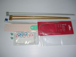 Knitting Supplies Lot Needles Counters Markers Point Protectors
