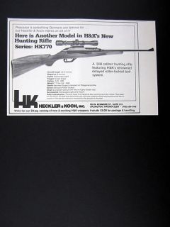 Heckler Koch HK770 308 Hunting Rifle 1980 Print Ad Advertisement