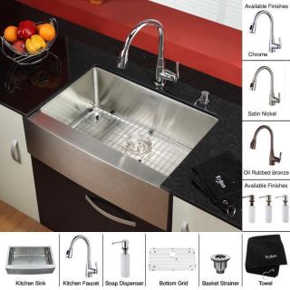 Kraus 30 in Farmhouse Single Bowl Stainless Steel Kitchen Sink with