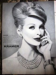 1960 Kramer Jewelry Diamond Pearls Gala Five Strand Necklace Bracelet