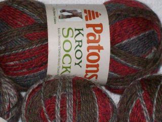 Kroy Yarn 4 Skeins of Patons Kroy Socks Ragg Shades Wool Nylon