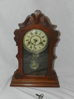 Antique 30 HR Walnut Mantel Clock Shelf Clock Kroeber