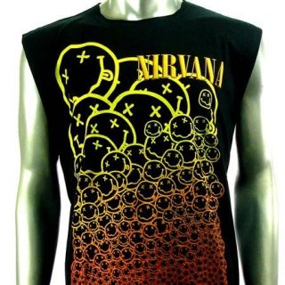 Sz L Nirvana Kurt Cobain Sleeveless T Shirt Tank Top Biker Punk Music