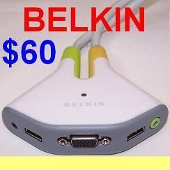 Belkin Flip 2 Port USB KVM Switch Cables Audio F1DG102U