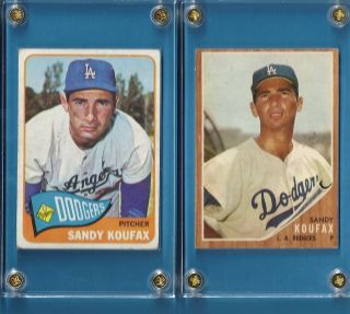 Sandy Koufax Topps Baseball 1962 5 UER and 1965 300