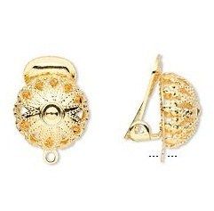 10 Silver or Gold PLATED12MM Filigree Ball Clip on Earring Findings