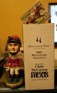 New Authentic Chris McCarron Autograph on 2001 Bobblehead Horse Racing