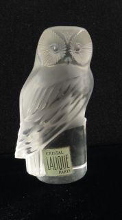 Lalique Crystal Owl Stands 3 5
