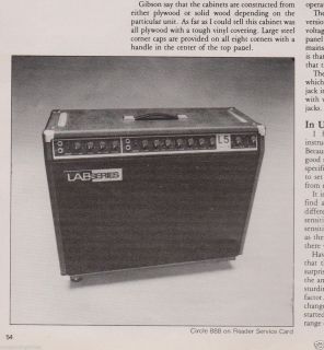 Vintage 80s Gibson Lab Series L5 Amplifier Information Article