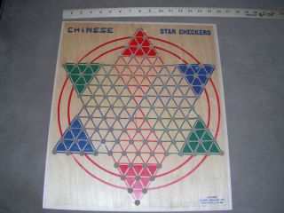 VINTAGE WOODEN MILTON BRADLEY CHINESE STAR CHECKERS GAME BOARD #4180