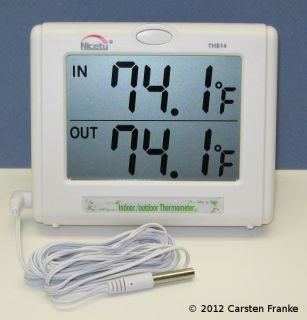 Indoor Outdoor In Out Thermometer, Large Display for Greenhouse