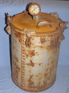 Vtg Steampunk Streamer Pressure Cooker Pot Large Heavy Rusty