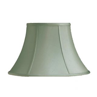 New 14 in Wide Bell Shaped Lamp Shade Sage Green Raw Silk Fabric Laura