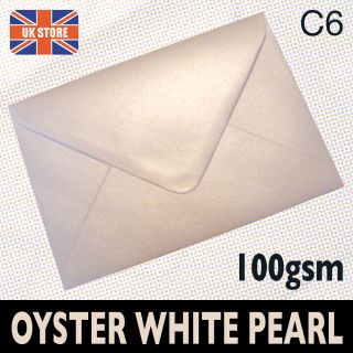C6 A6 Oyster White Pearlescent Shimmer Invitation Envelopes with Free