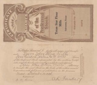1919 Stock Certificate Lasker Advertising Pioneer Texas