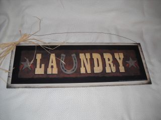 Western Laundry Room wooden Wall Art Sign Barn Stars horse shoes decor