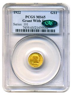 1922 Grant w Star G$1 PCGS CAC MS65 Gold Commemorative