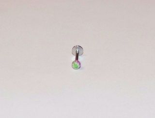 Body Jewelry 18g 18 Gauge Labret Barbell Ring Pink w Green Pot Leaf