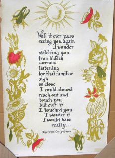 Vtg 1970 Laurence Craig Green Poster Poem Love Hippie