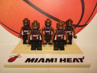 Custom Minifigs NBA Basketball Lebron Wade Bosh Chalmers Haslem