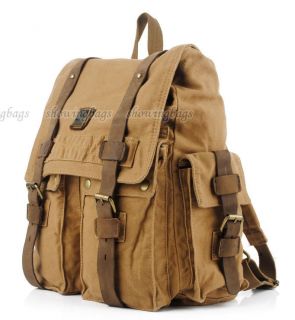 A9741 Leather Canvas Backpacks Satchel Book Bags Travelling Hobo Bag