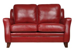 Leather Brooklyn Contemporary Crimson Red Italian Leather Loveseat