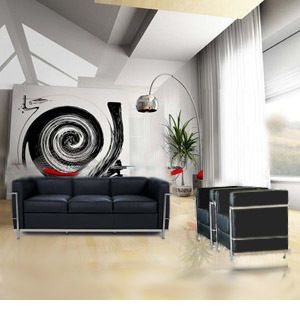 Le Corbusier Leather Petite Sofa Set Bauhaus Black New