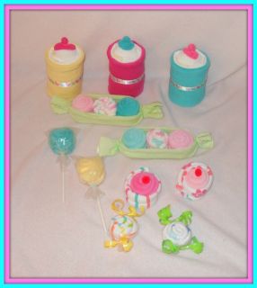 HUGE LOT of Baby Girl Washcloth and Diaper Baby Shower Favors Cute