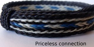 Wider, Rugged, Magnificant Horse Hair bracelet Real Beauty Blue/black