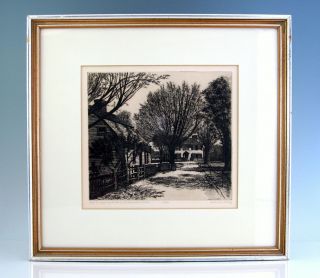 Leonard H Mersky (1917 1994) Framed Original Etching Old Sturbridge